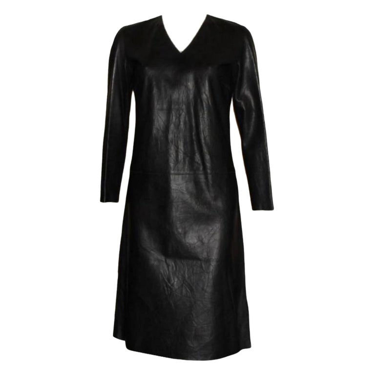 knee length dresses for ladies Alara Black Vegan Leather Dress