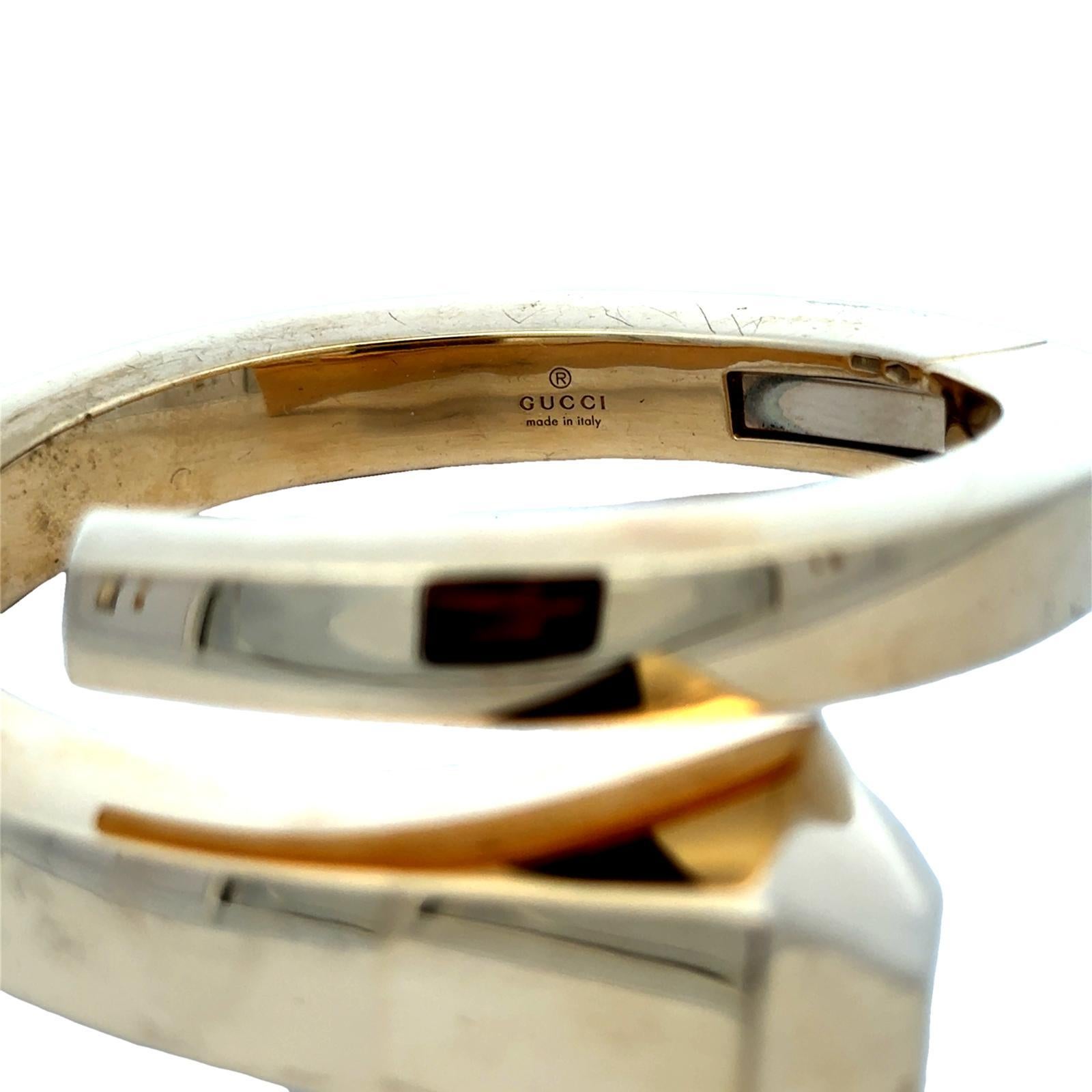 Rare Gucci Chiodo Hinged Bypass 18K Yellow Gold Cuff Bangle Bracelet Size 16 3