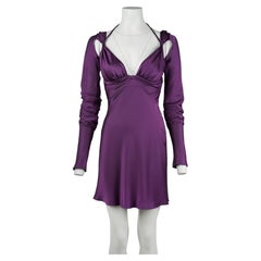 Rare Gucci F/W 2002 Runway Purple Silk Satin Open-Back Dress by Tom Ford IT40