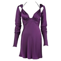 Rare Gucci F/W 2002 Runway Purple Silk Satin Open-Back Dress by Tom Ford IT40