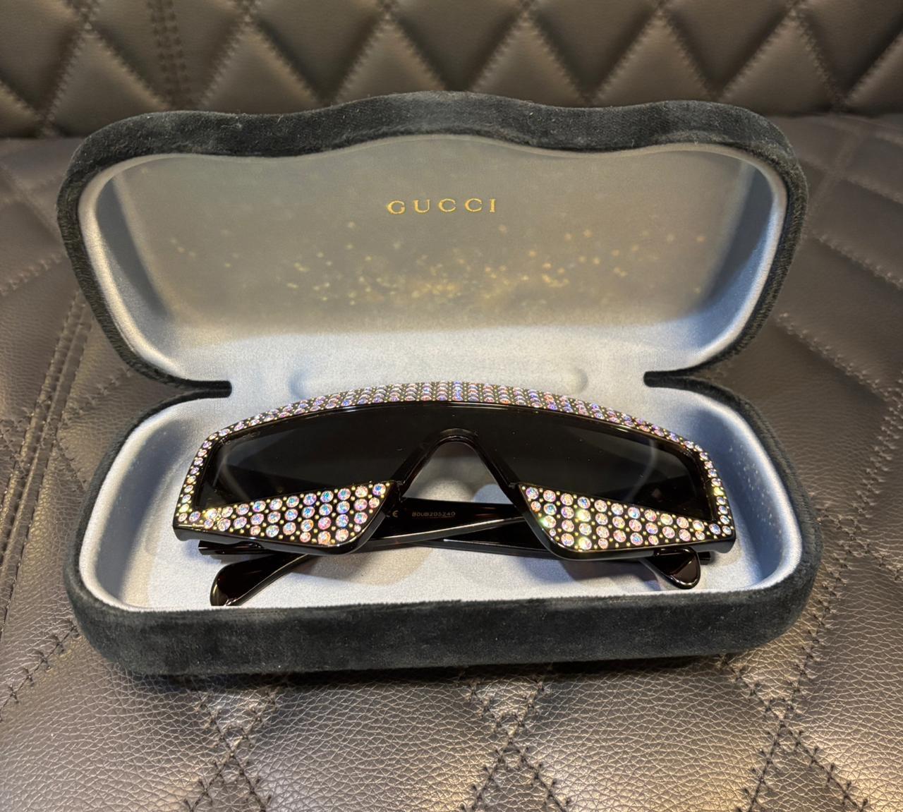 Rari occhiali da sole Gucci Hollywood Night Crystal Shield in vendita 1