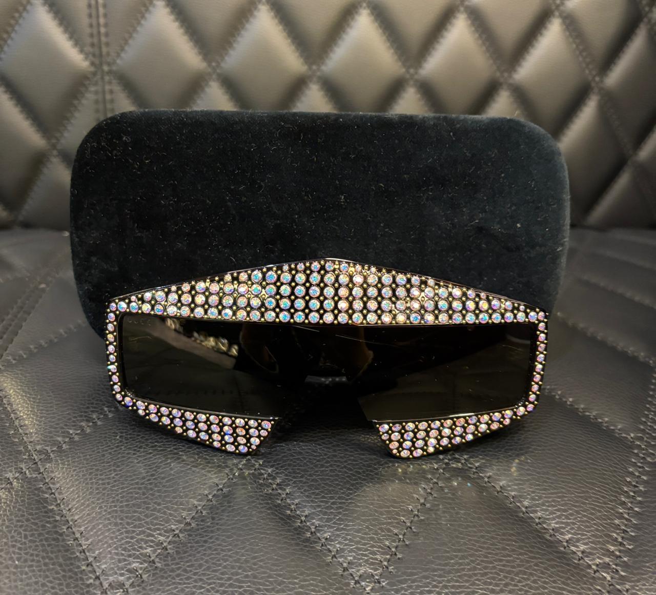 Rari occhiali da sole Gucci Hollywood Night Crystal Shield in vendita 3