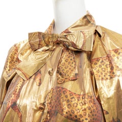 rare GUCCI horse metallic lurex animal print pussy bow vintage blouse shirt top