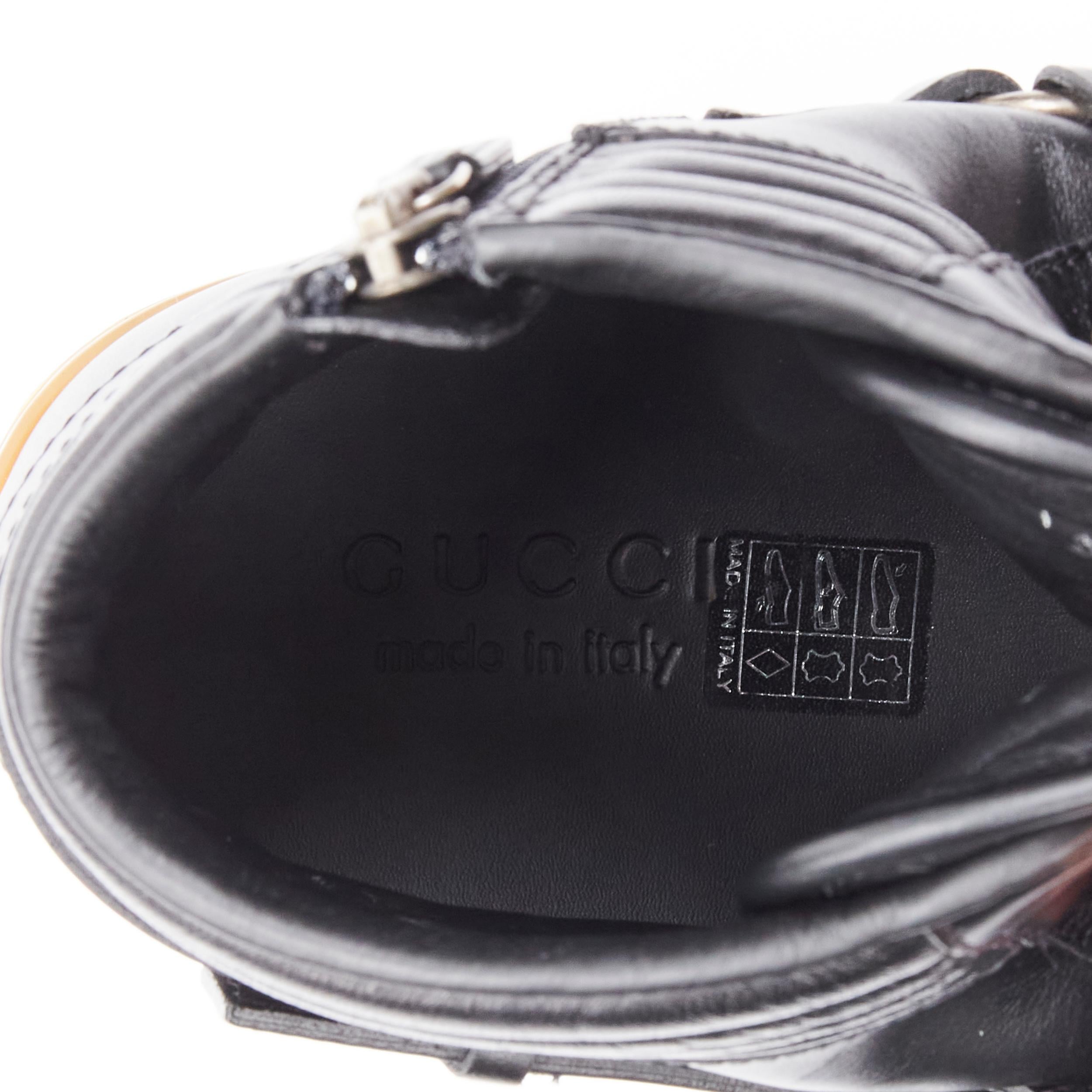 rare GUCCI Horsebit harness black leather gum sole high top sneaker UK8 EU42 5