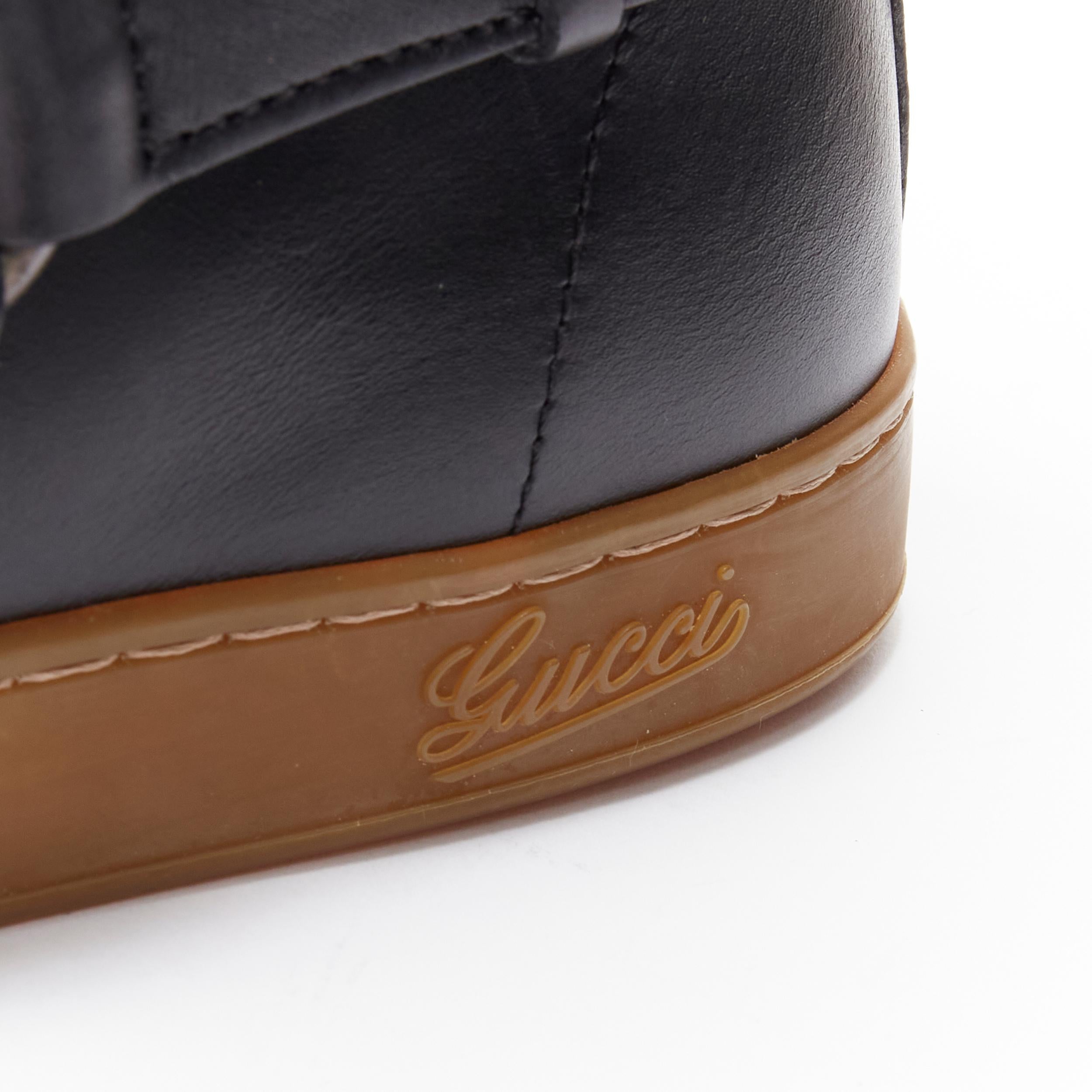 rare GUCCI Horsebit harness black leather gum sole high top sneaker UK8 EU42 3
