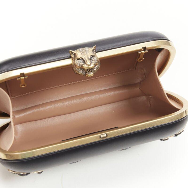 rare GUCCI Limited Edition black Double Swallow crystal pearl embellished clutch 3