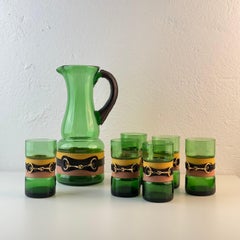 Rare Gucci Pitcher and Six Glasses set, 1950s