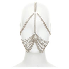 rare GUCCI Runway silver tone GG medallion goth punk overhead head chain mask