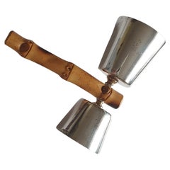 Raro misuratore di spirito Gucci in argento e argento dorato con manico in vero bambù