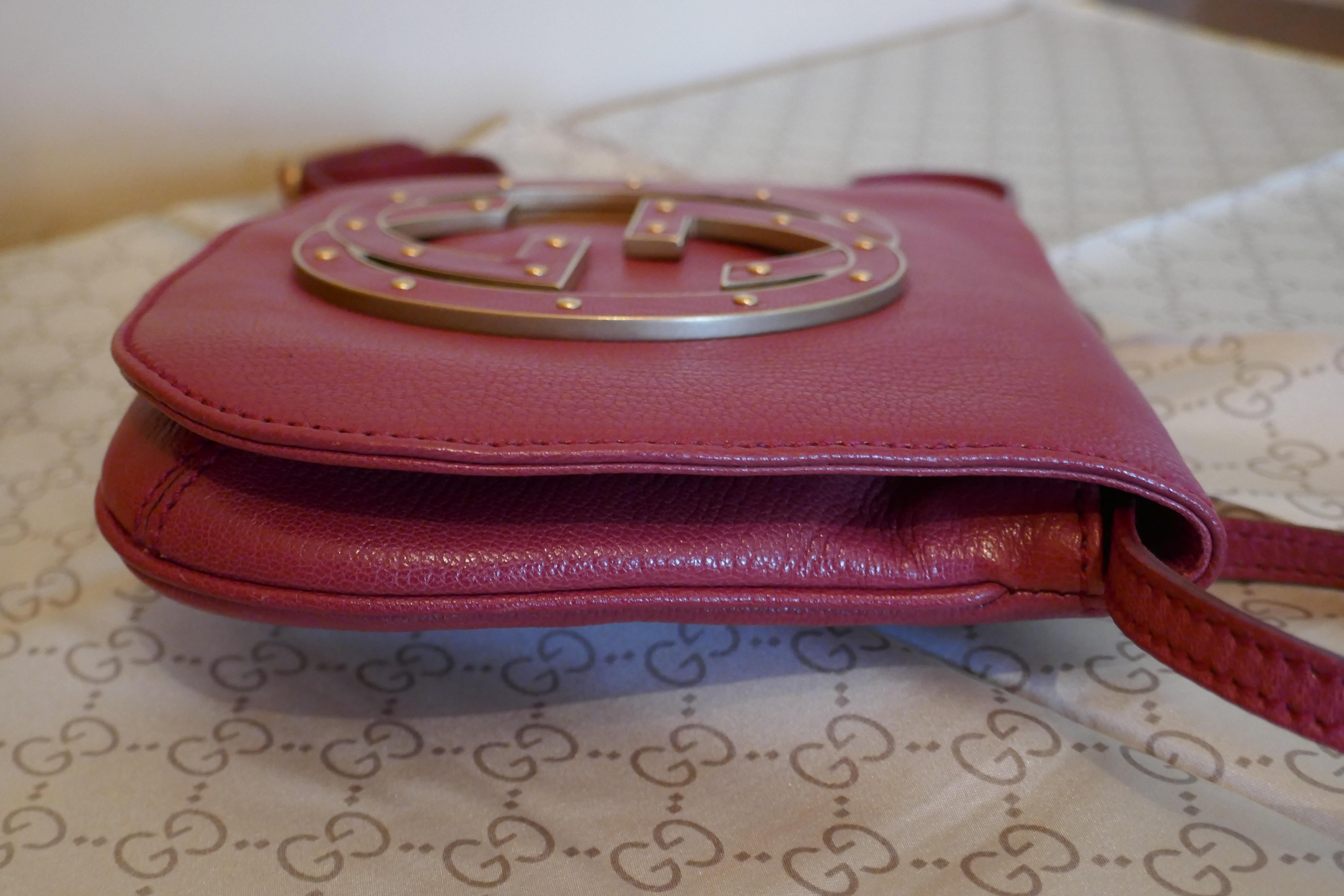 Rare Gucci Soho Pink Leather Messenger Shoulder Bag Purse For Sale 4