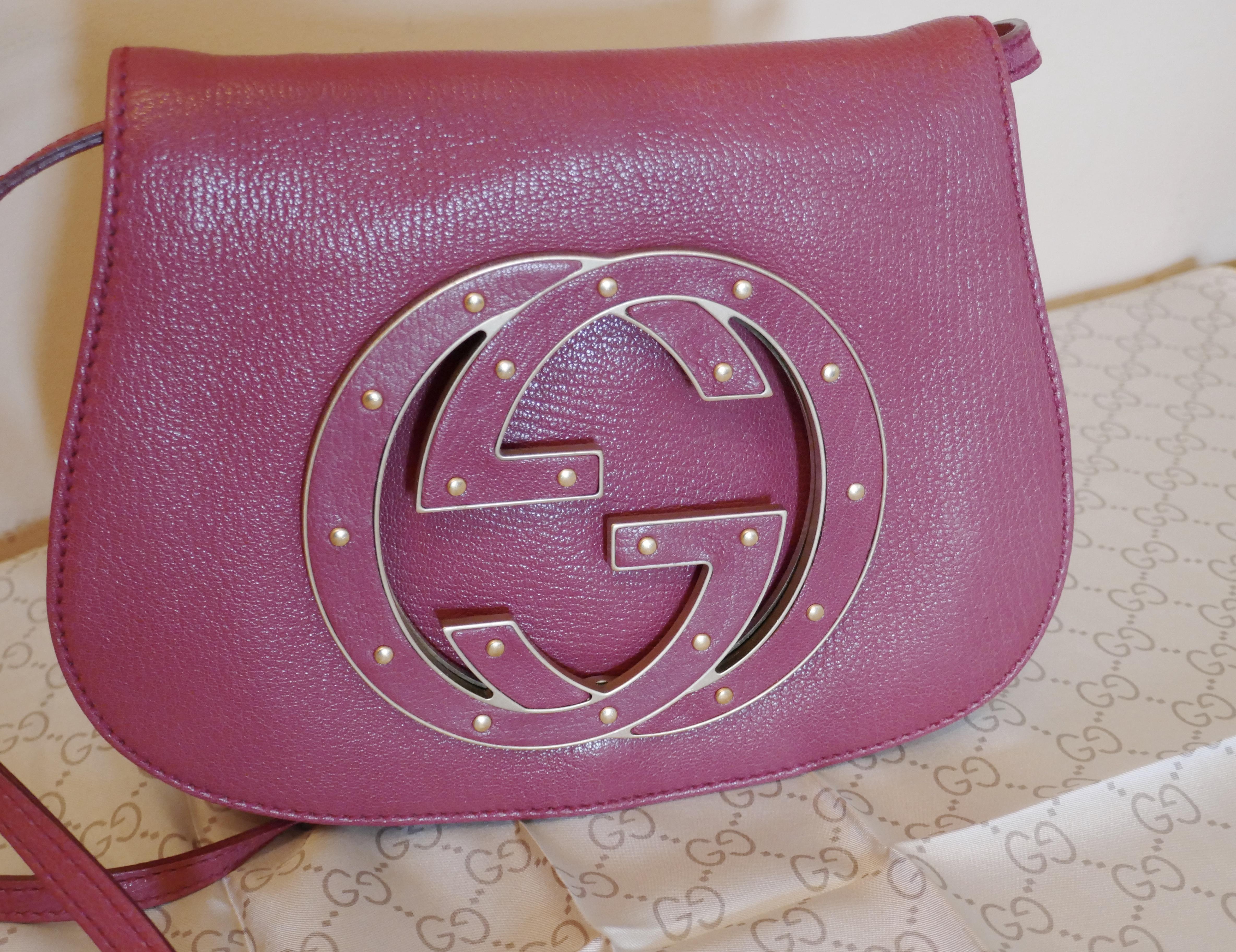 Rare Gucci Soho Pink Leather Messenger Shoulder Bag Purse   For Sale 8