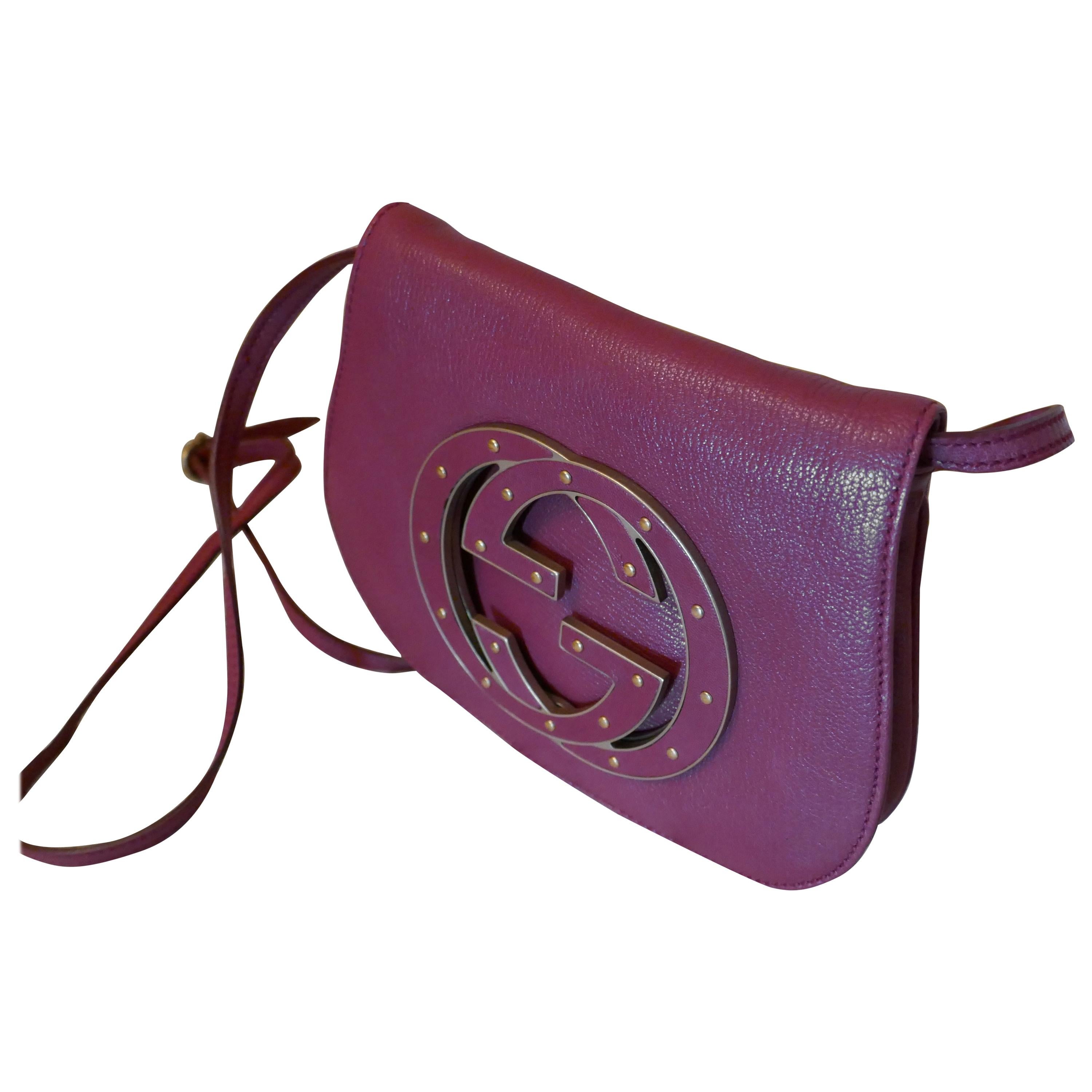 Rare Gucci Soho Pink Leather Messenger Shoulder Bag Purse  