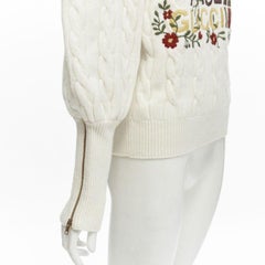 rare GUCCI THE NORTH FACE wool floral logo embroidery cable knit turtleneck XS