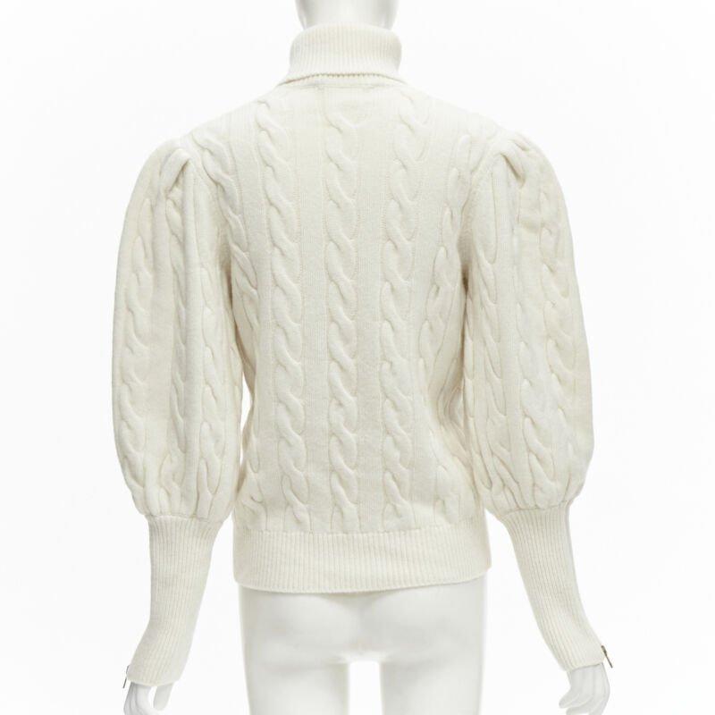 Women's rare GUCCI THE NORTH FACE wool floral logo embroidery cable knit turtleneck XS For Sale