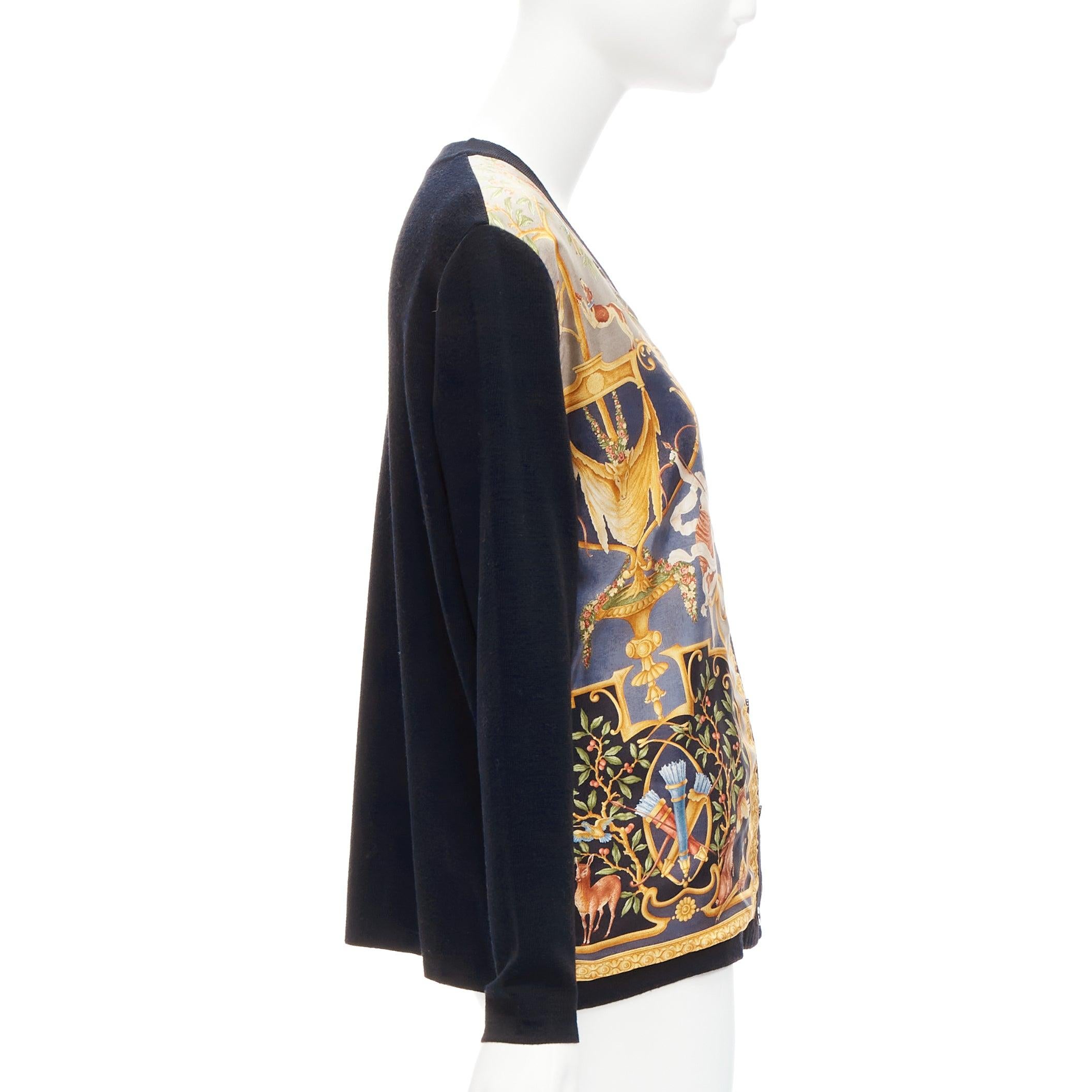 Women's rare GUCCI Tom Ford 1995 gold Roman baroque silk black wool cardigan L For Sale