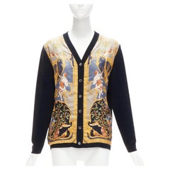 rare GUCCI Tom Ford 1995 gold Roman baroque silk black wool cardigan L