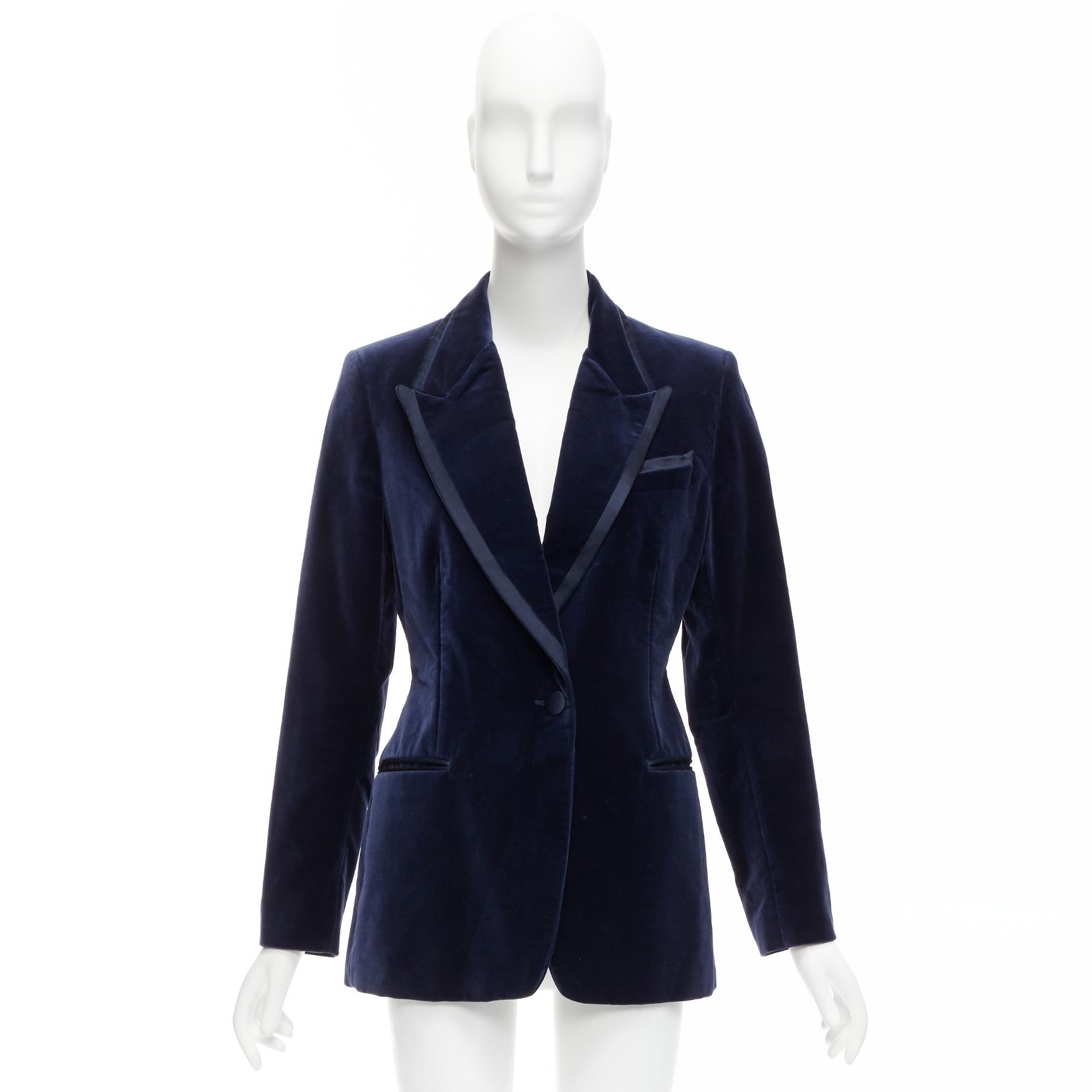 rare GUCCI Tom Ford 1996 Runway blue velvet tuxedo piping blazer jacket IT44 L 5