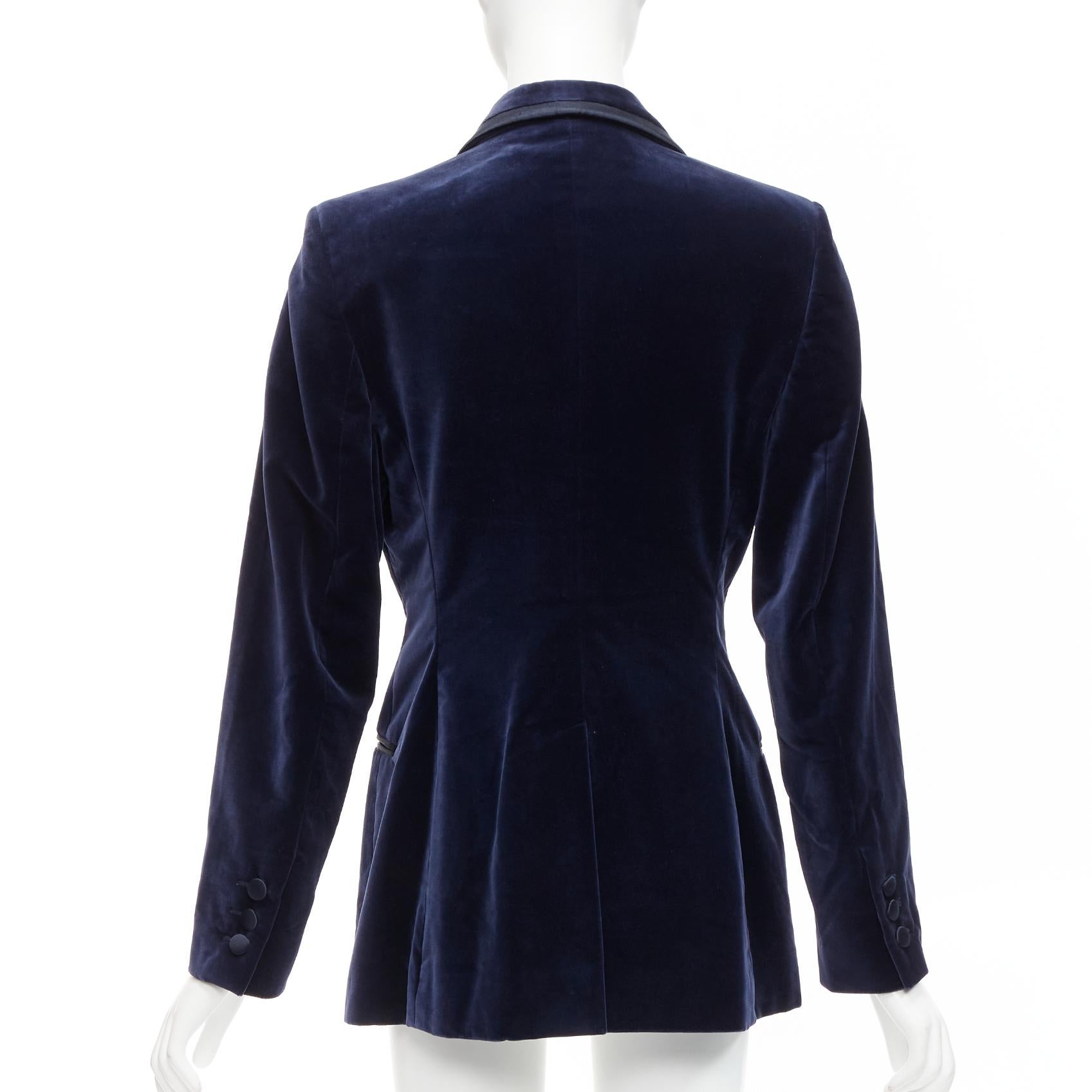 rare GUCCI Tom Ford 1996 Runway blue velvet tuxedo piping blazer jacket IT44 L For Sale 2