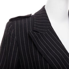 rare GUCCI Tom Ford 1996 Vintage Runway black wool pinstripe overcoat IT42 M