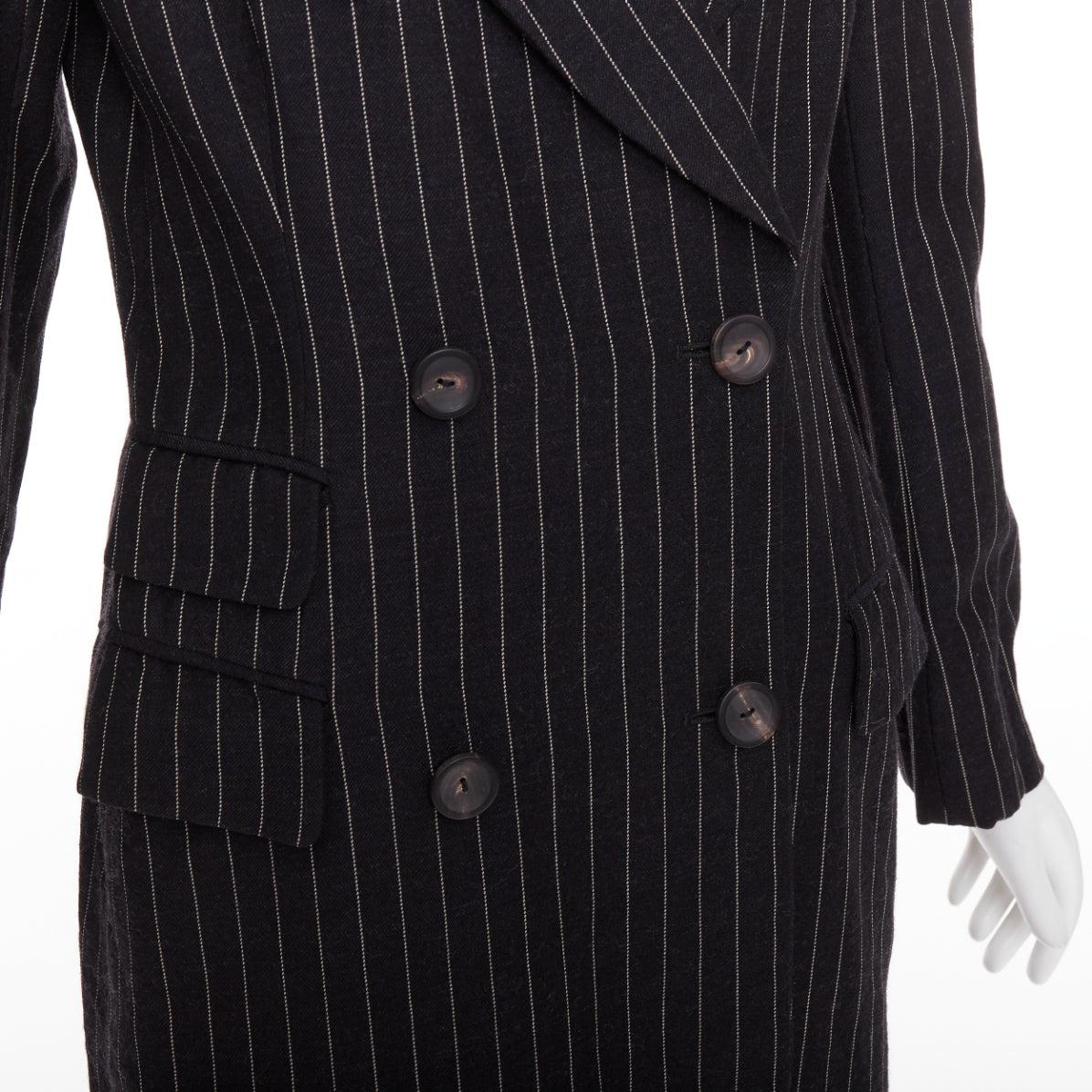 rare GUCCI Tom Ford 1996 Vintage Runway black wool pinstripe overcoat IT42 M For Sale 3