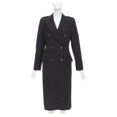 rare GUCCI Tom Ford 1996 Vintage Runway black wool pinstripe overcoat IT42 M