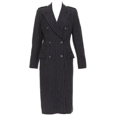 rare GUCCI Tom Ford 1996 Vintage Runway noir laine à rayures pardessus IT42 M