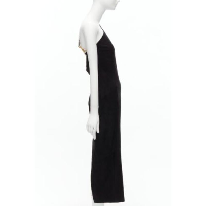 Women's rare GUCCI TOM FORD genuine suede gold buckle backless pencil dress IT42 M