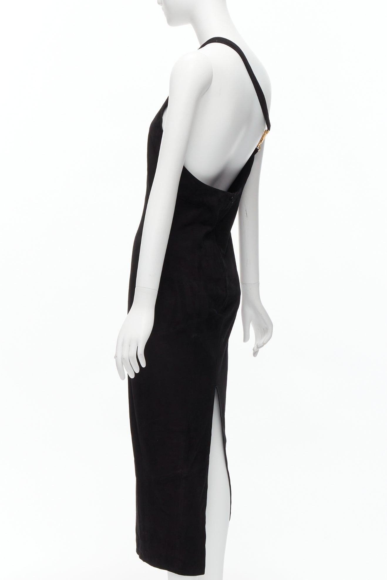 GUCCI TOM FORD - Robe crayon sans dos en daim véritable avec boucle dorée, taille IT 42 M en vente 1