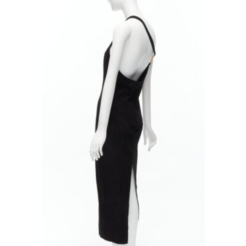 rare GUCCI TOM FORD genuine suede gold buckle backless pencil dress IT42 M 1