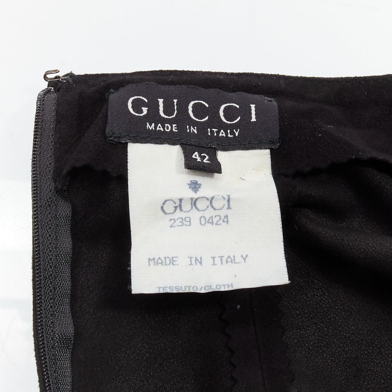 GUCCI TOM FORD - Robe crayon sans dos en daim véritable avec boucle dorée, taille IT 42 M en vente 3