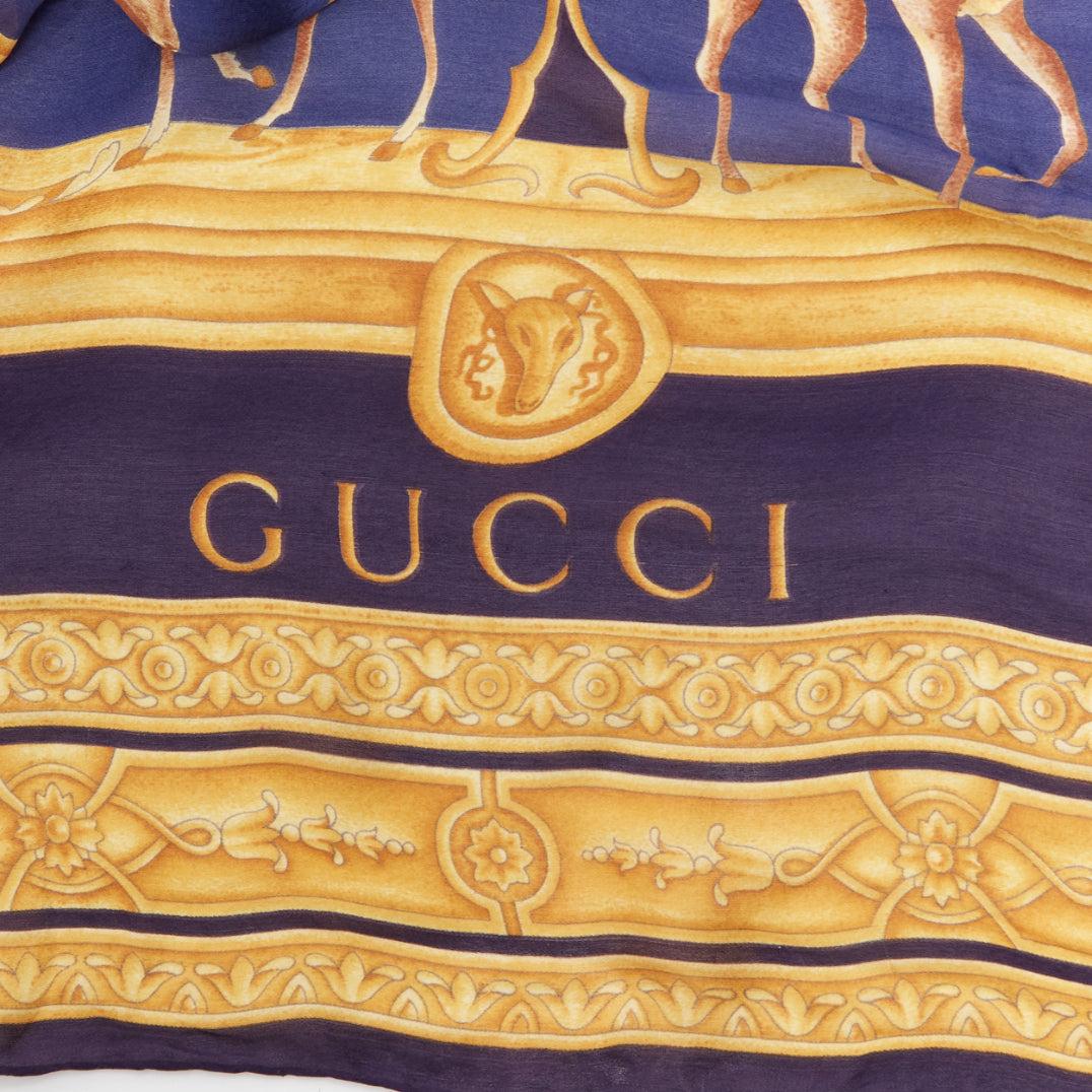 rare GUCCI Tom Ford Vintage Diana Legend Barocco motif silk square scarf For Sale 4