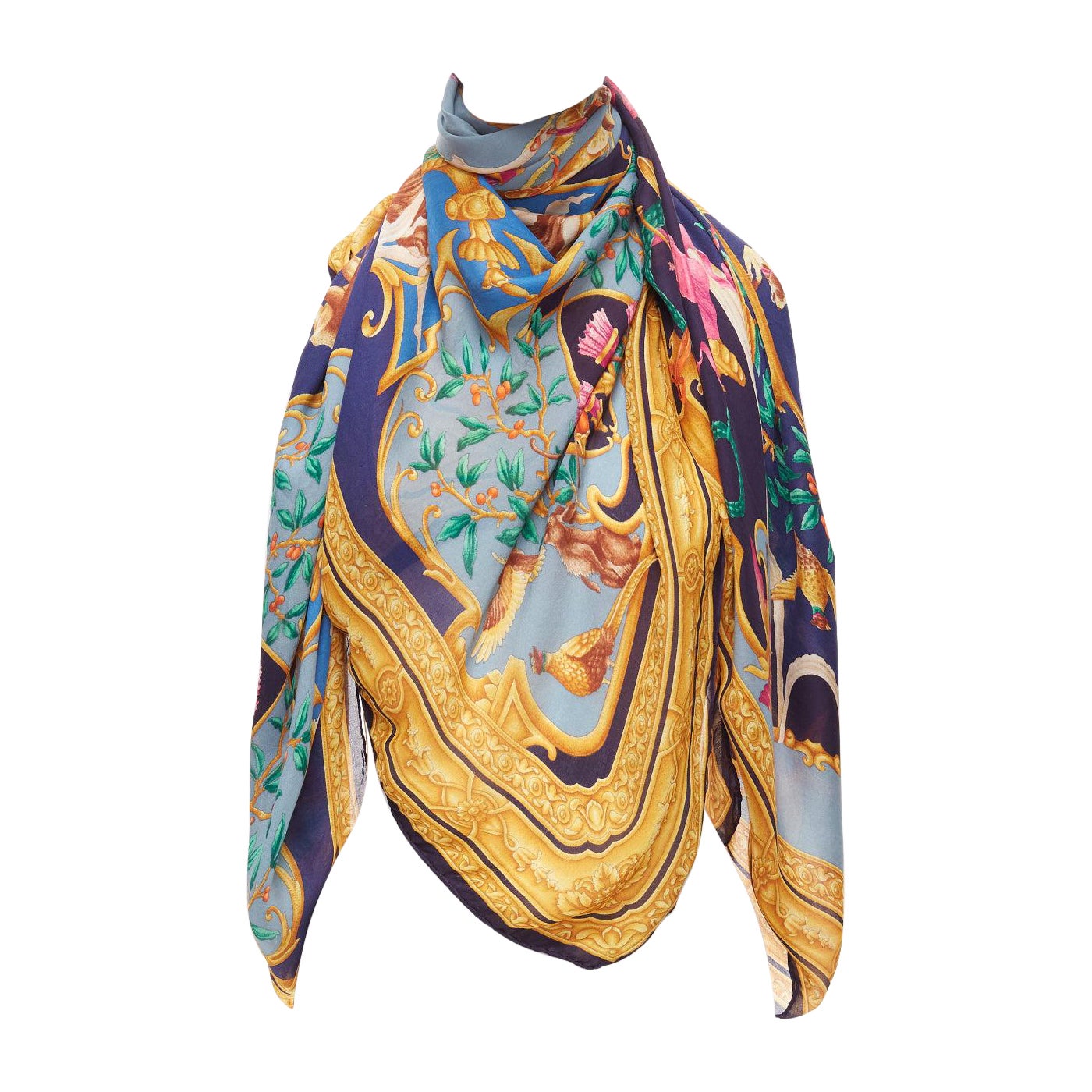 rare GUCCI Tom Ford Vintage Diana Legend Barocco foulard carré en soie à motifs