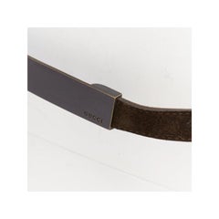 rare GUCCI Tom Ford Vintage metal plate brown suede leather skinny belt 85cm