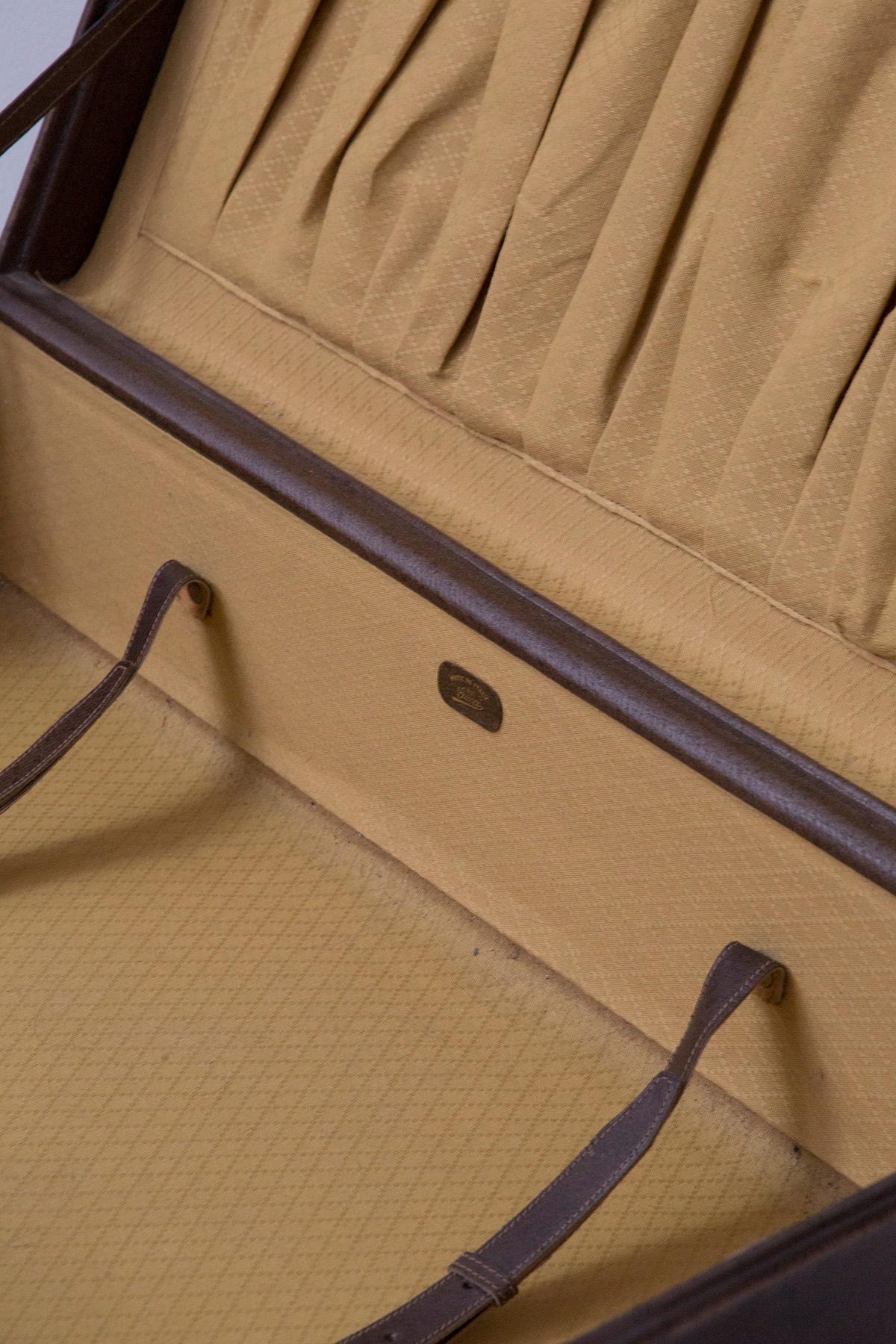 Rare Gucci Travel suitcase in fabric and leather, original label In Good Condition In Milano, IT