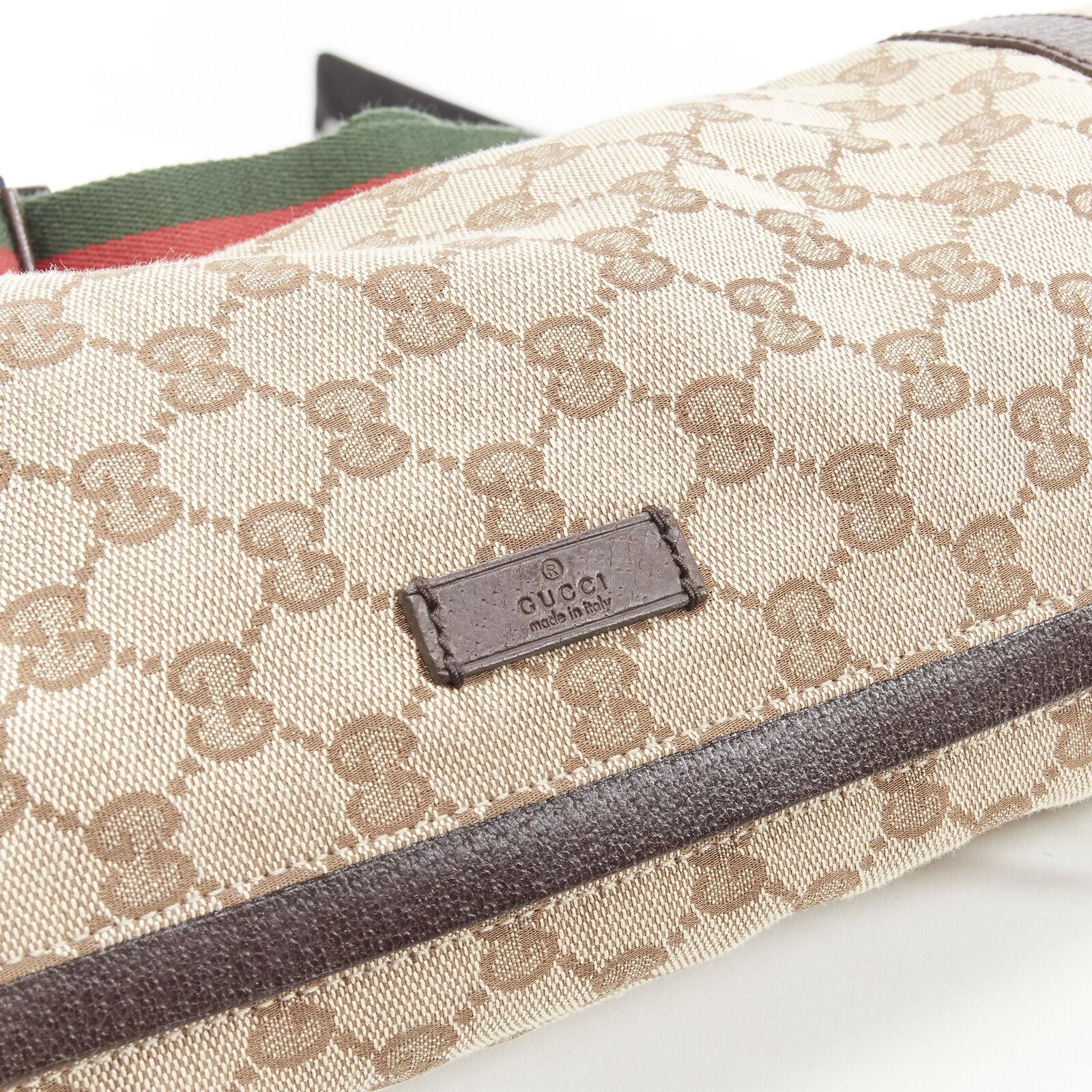 rare GUCCI Vintage GG monogram green red web crossbody yoga mat holder bag 1