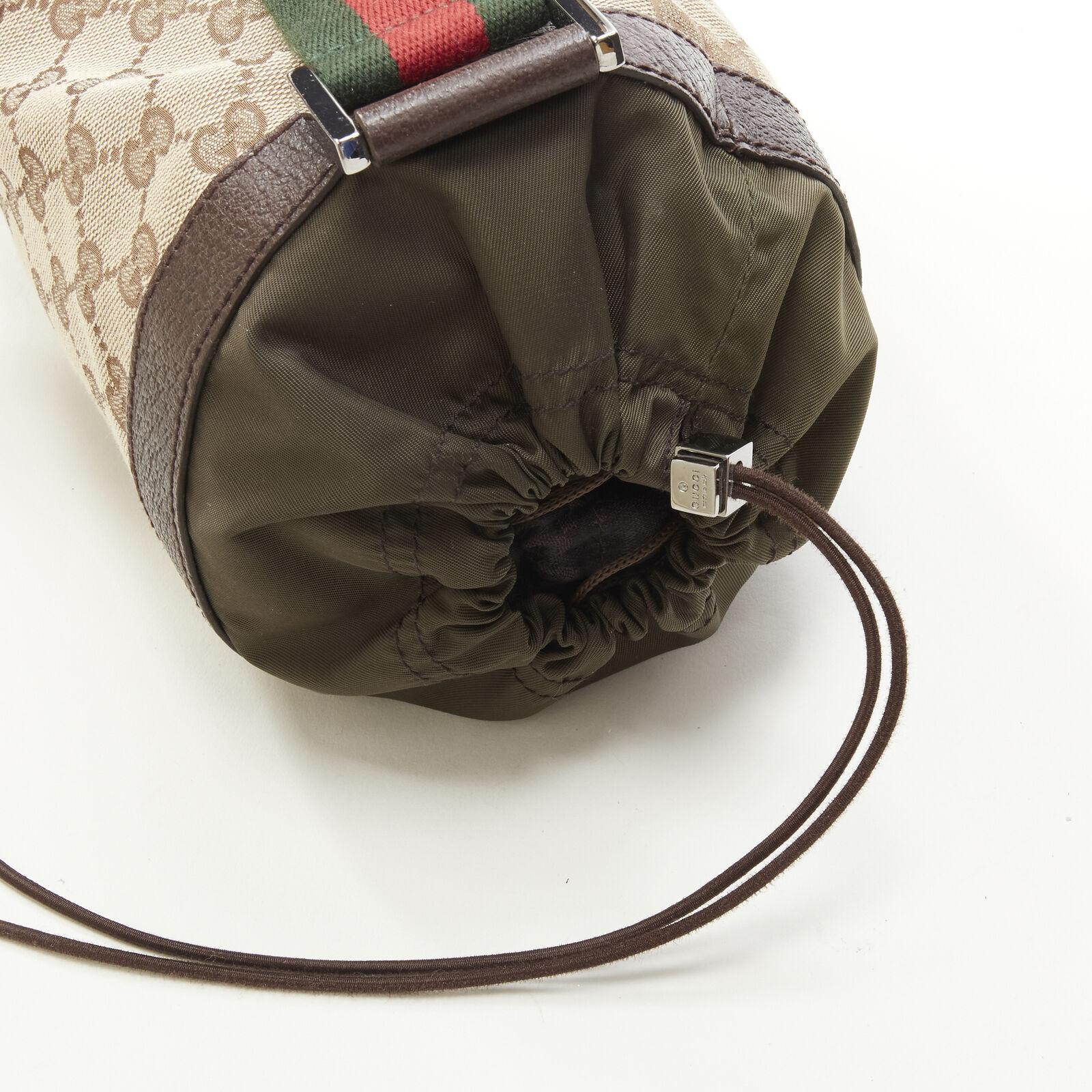 rare GUCCI Vintage GG monogram green red web crossbody yoga mat holder bag 2