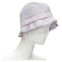 rare GUCCI Vintage lilac purple GG monogram leather trim fisherman bucket hat A