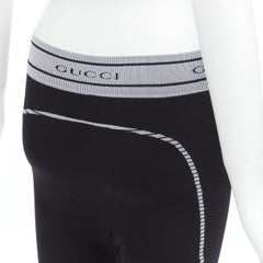 rare GUCCI Vintage Tom Ford grey GG logo ribbed contour seam biker leggings S