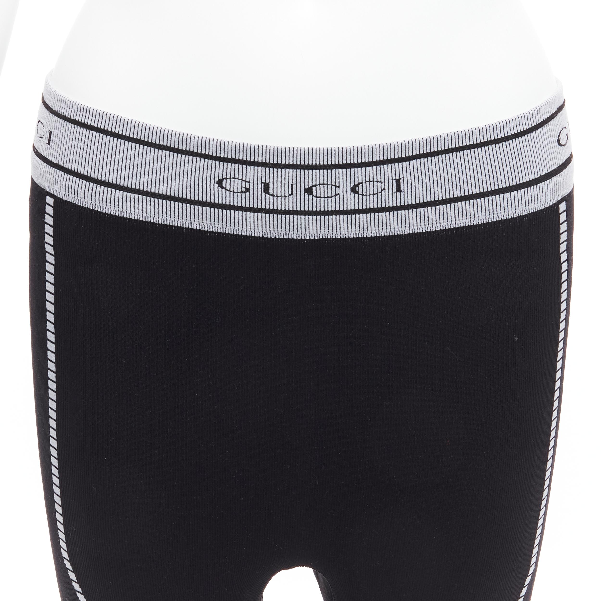 rare GUCCI Vintage Tom Ford grey GG logo ribbed contour seam biker leggings S For Sale 2