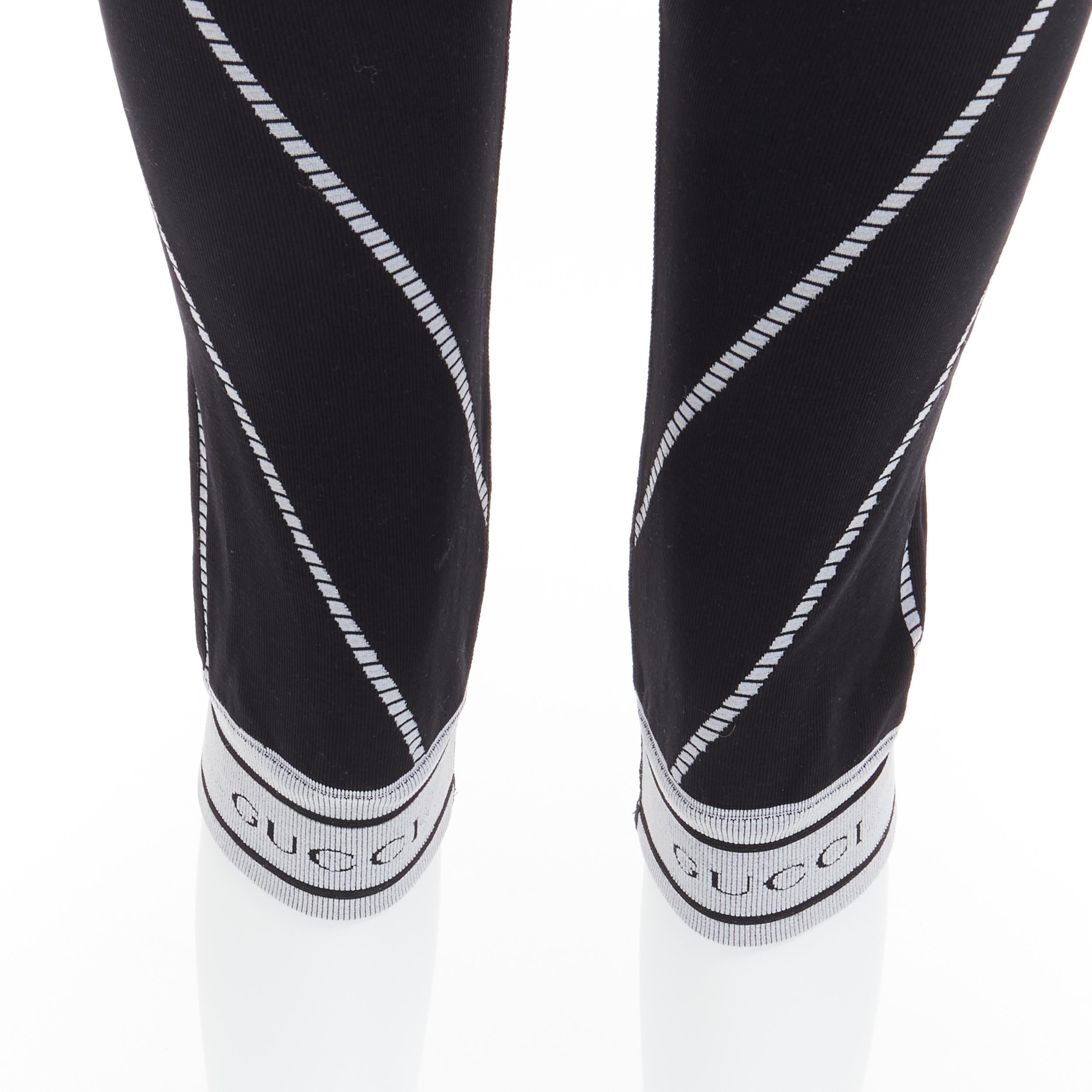 rare GUCCI Vintage Tom Ford grey GG logo ribbed contour seam biker leggings S For Sale 3