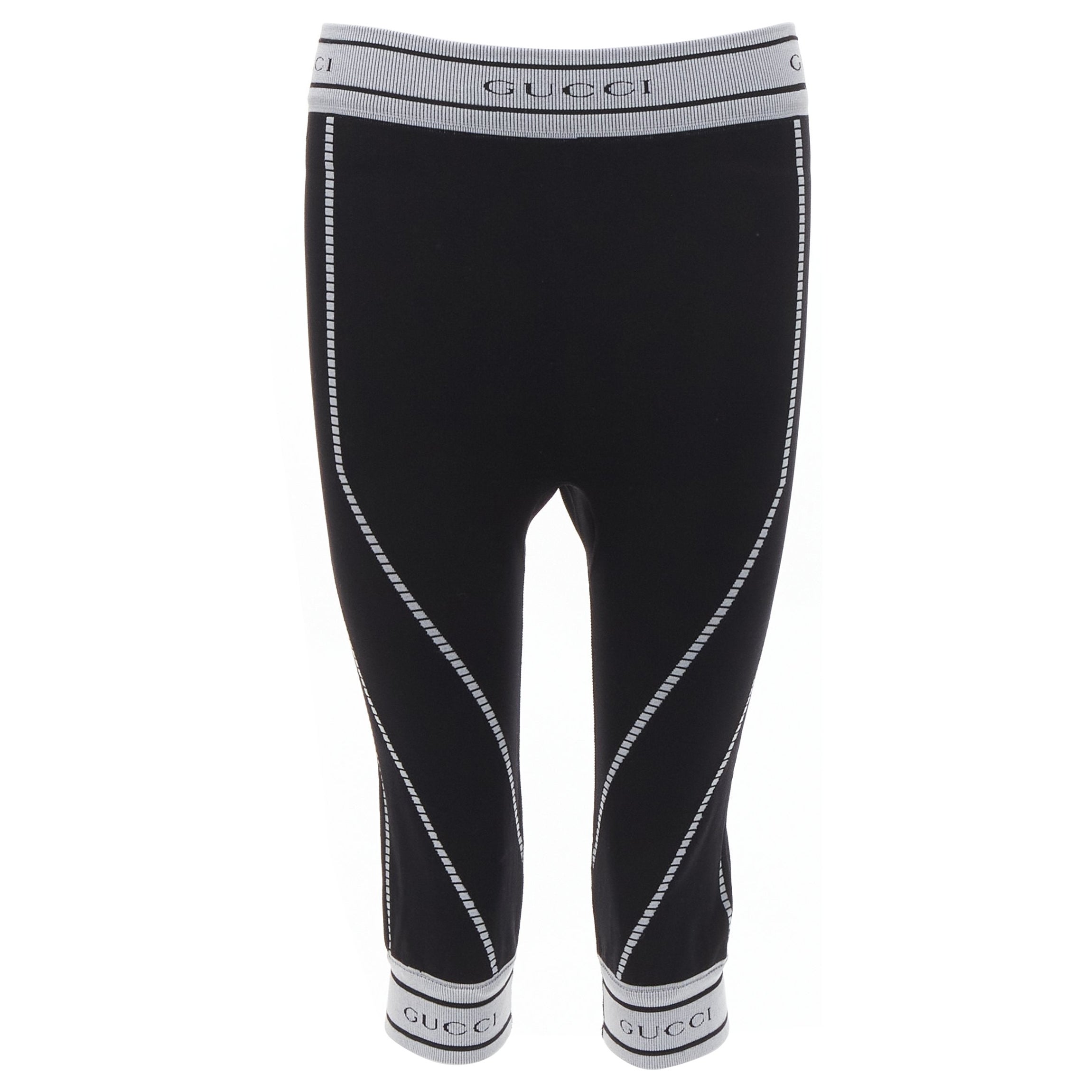 rare GUCCI Vintage Tom Ford grey GG logo ribbed contour seam biker leggings S For Sale