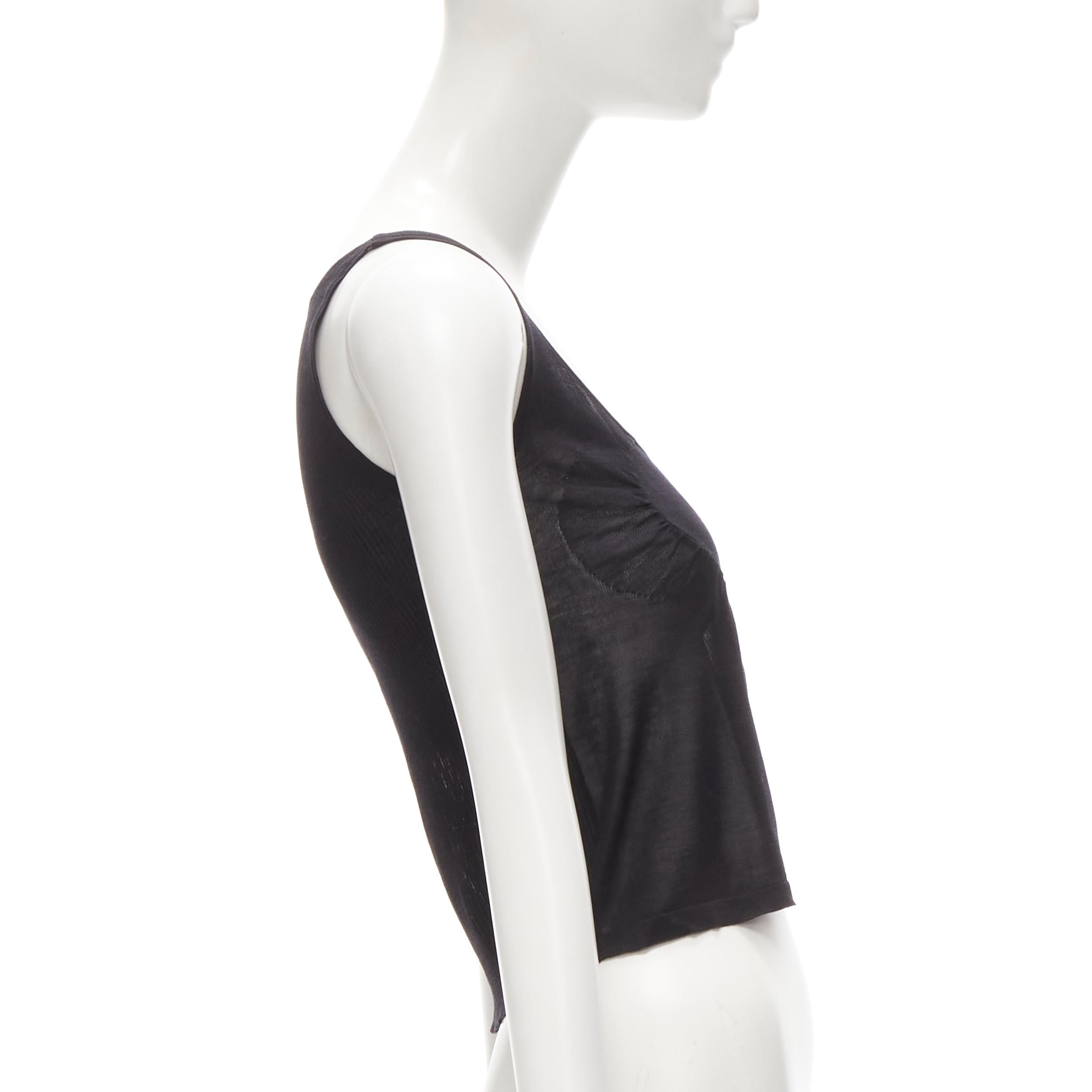 rare GUCCI Vintage Y2K heart seam black ribbed crop tank top XS In Excellent Condition For Sale In Hong Kong, NT