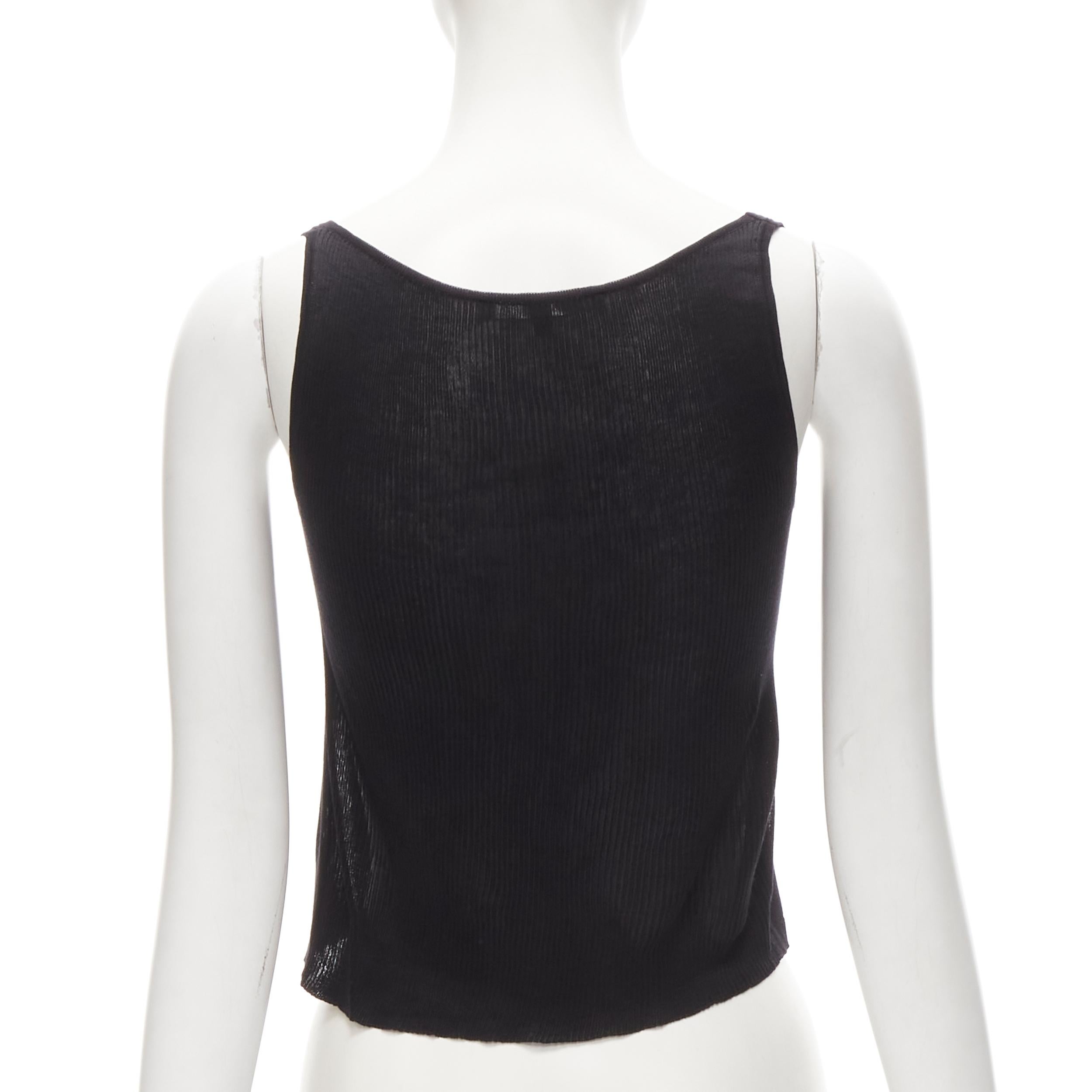 Women's rare GUCCI Vintage Y2K heart seam black ribbed crop tank top XS For Sale