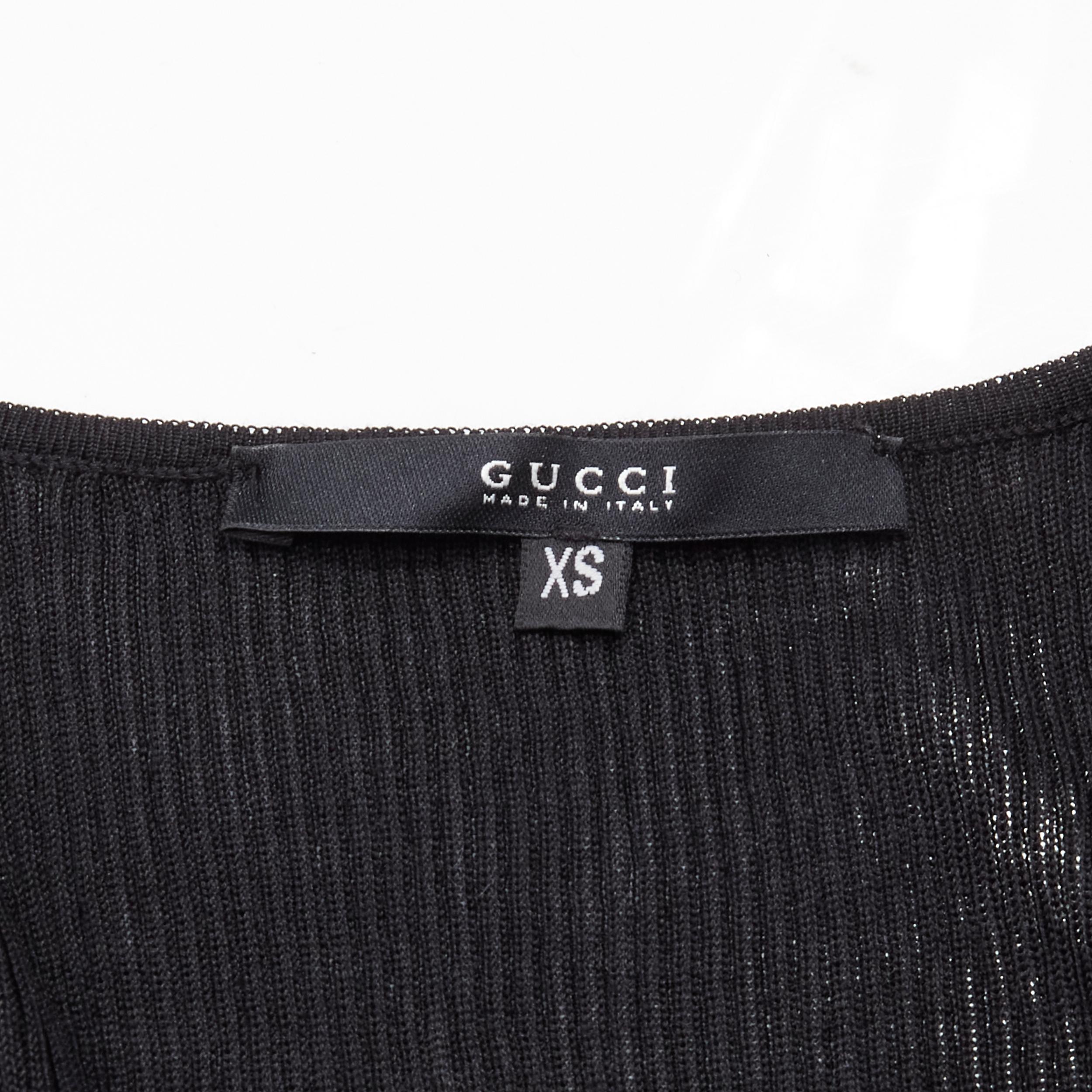 rare GUCCI Vintage Y2K heart seam black ribbed crop tank top XS For Sale 3