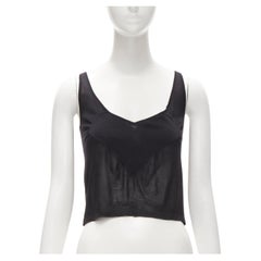 rare GUCCI Vintage Y2K heart seam black ribbed crop tank top XS