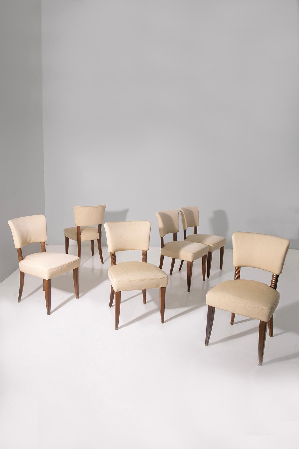 Mid-Century moderno Rare Guglielmo Ulrich italian set chairs in original fabric in vendita