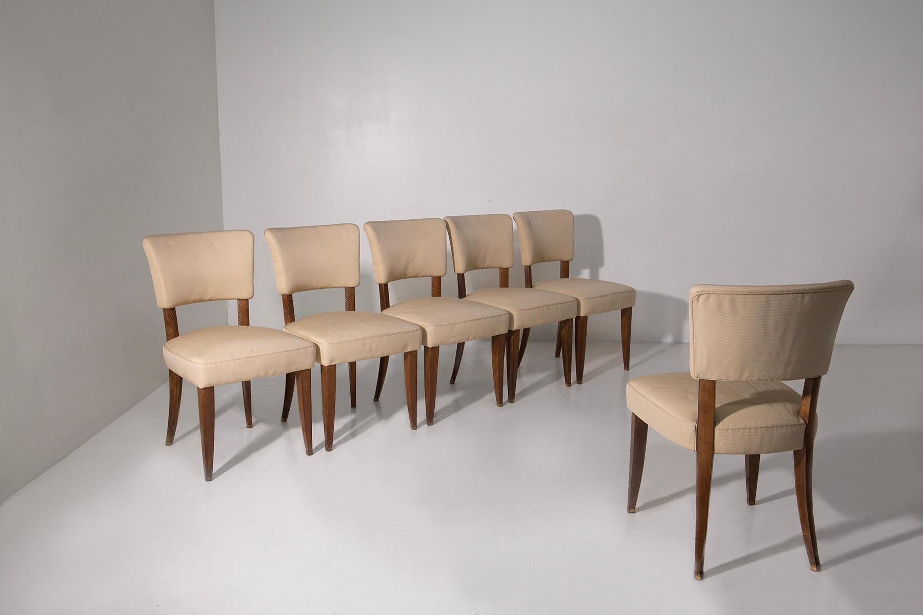 Italian Rare Guglielmo Ulrich italian set chairs in original fabric in vendita