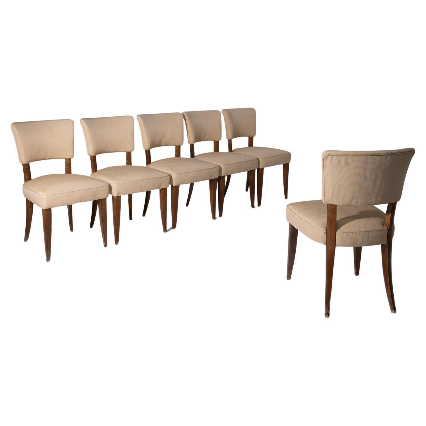 Rare Guglielmo Ulrich italian set chairs in original fabric in vendita