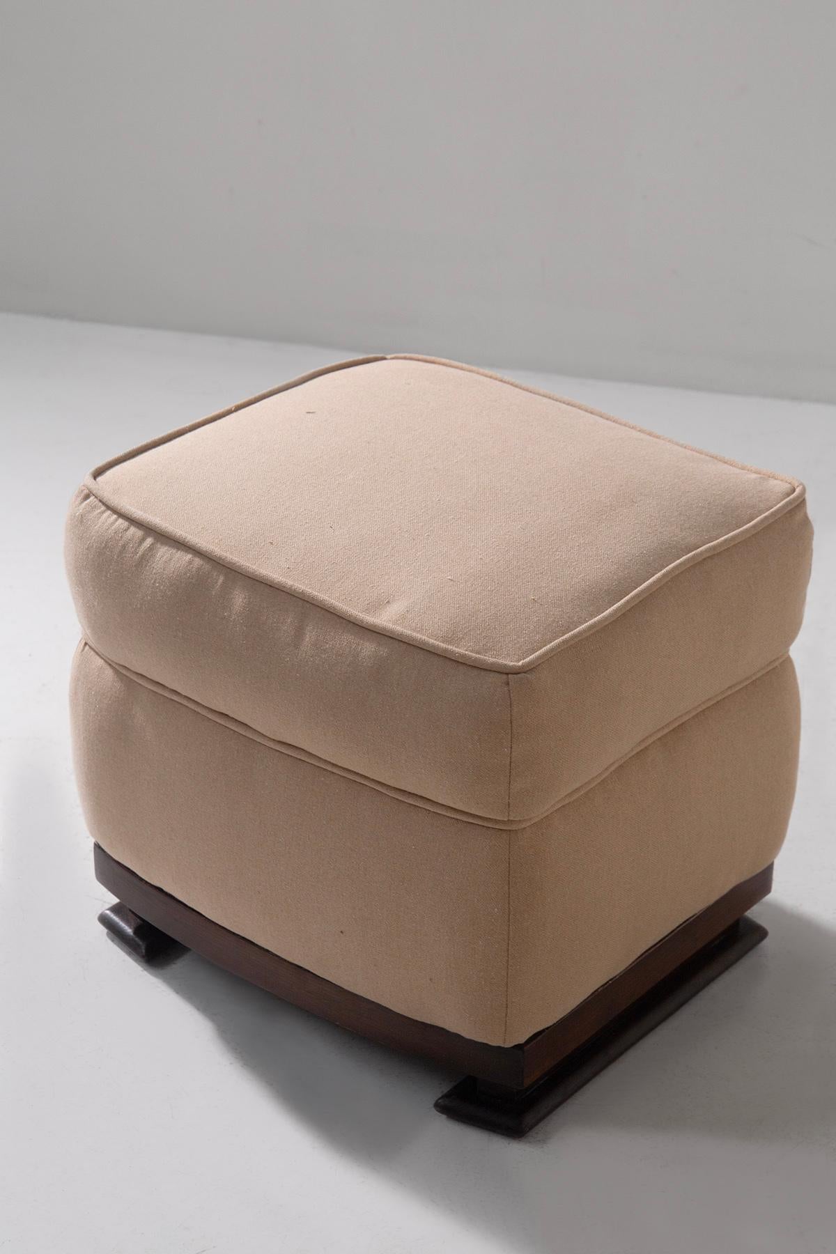 Mid-Century Modern Rare paire de tabourets italiens Guglielmo Ulrich en coton en vente