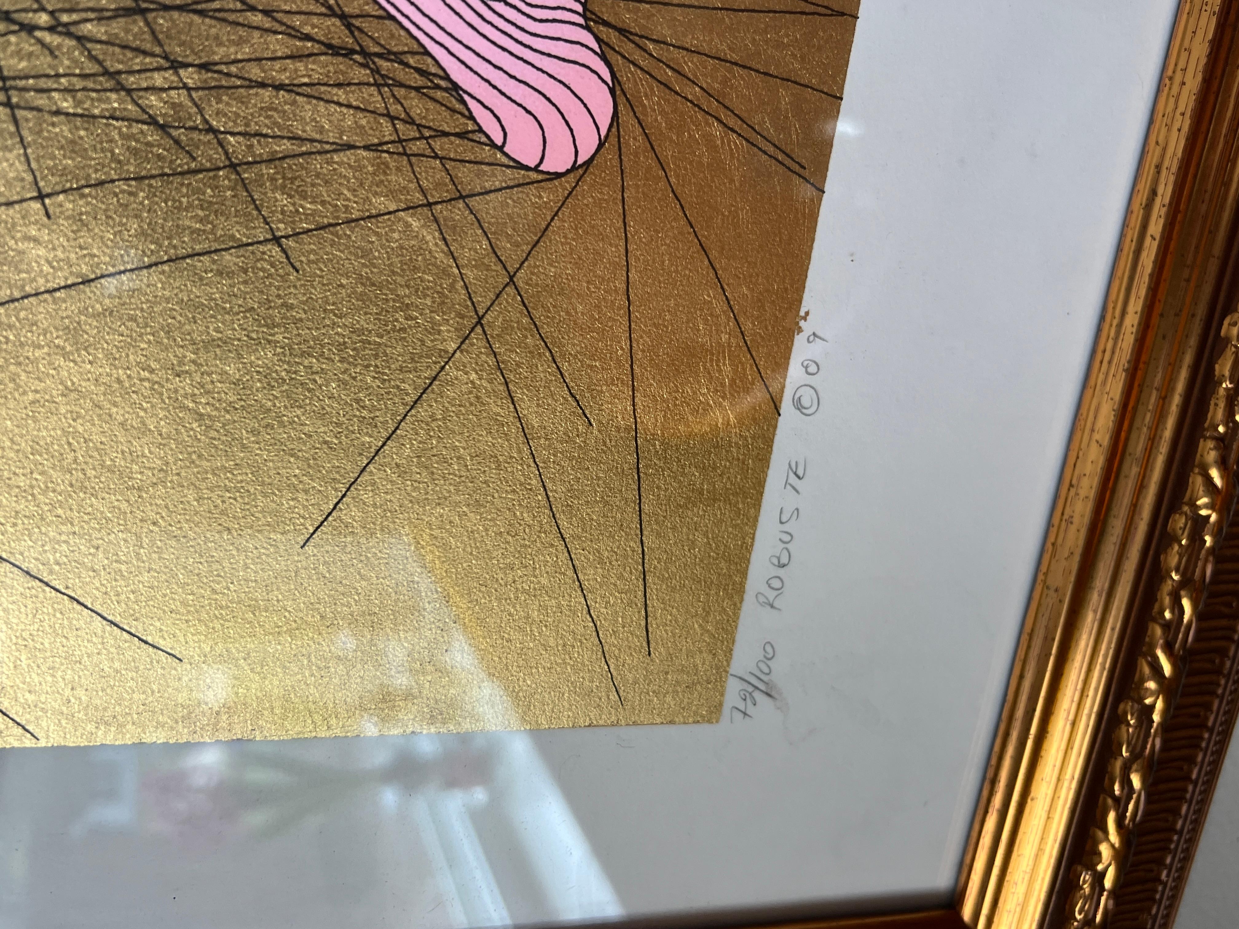 Rare Guillermo Azoulay “Robuste” Signed Art 72/100 Gold Leaf Art For Sale 4